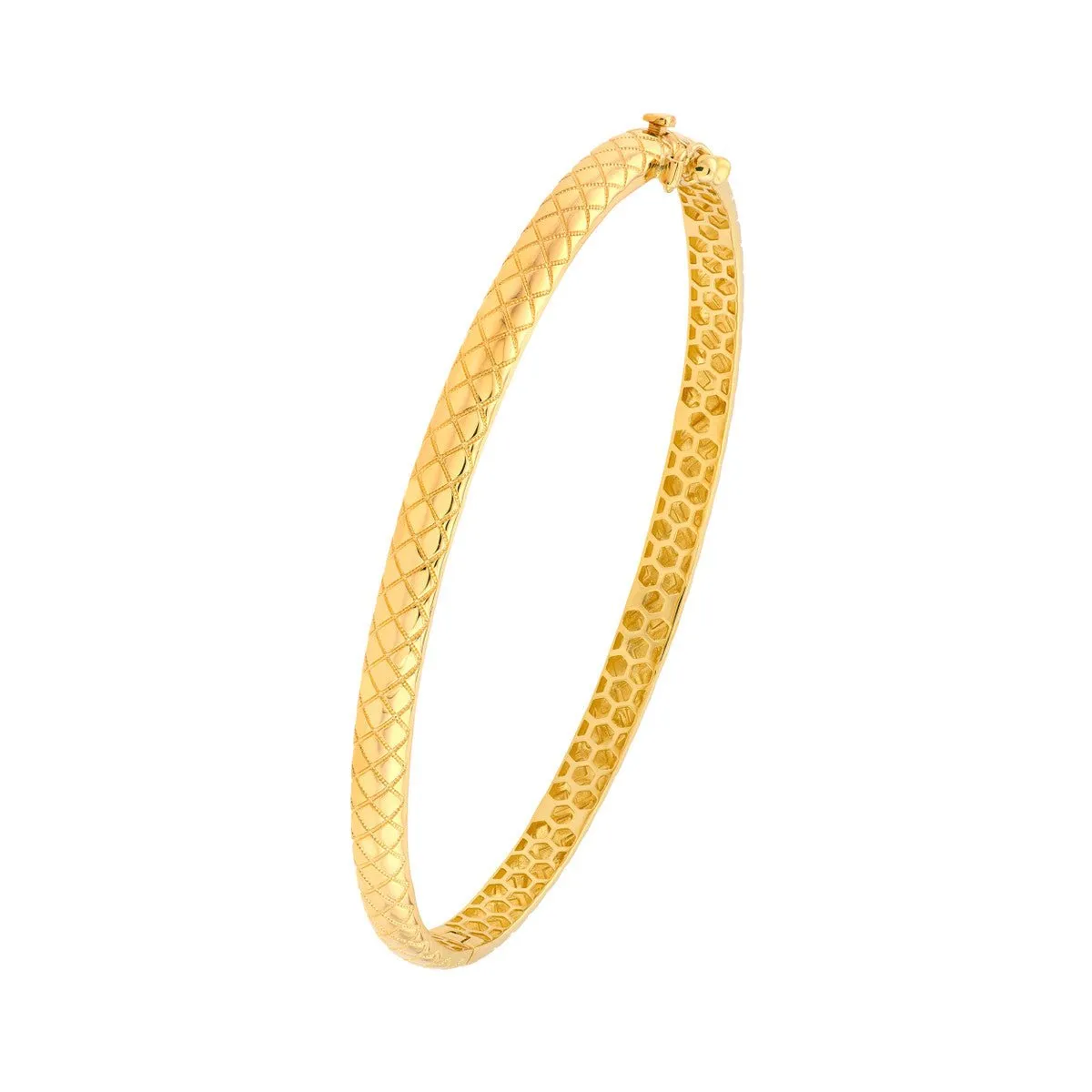 10K Yellow Gold Square Etched Bangle Double Sided