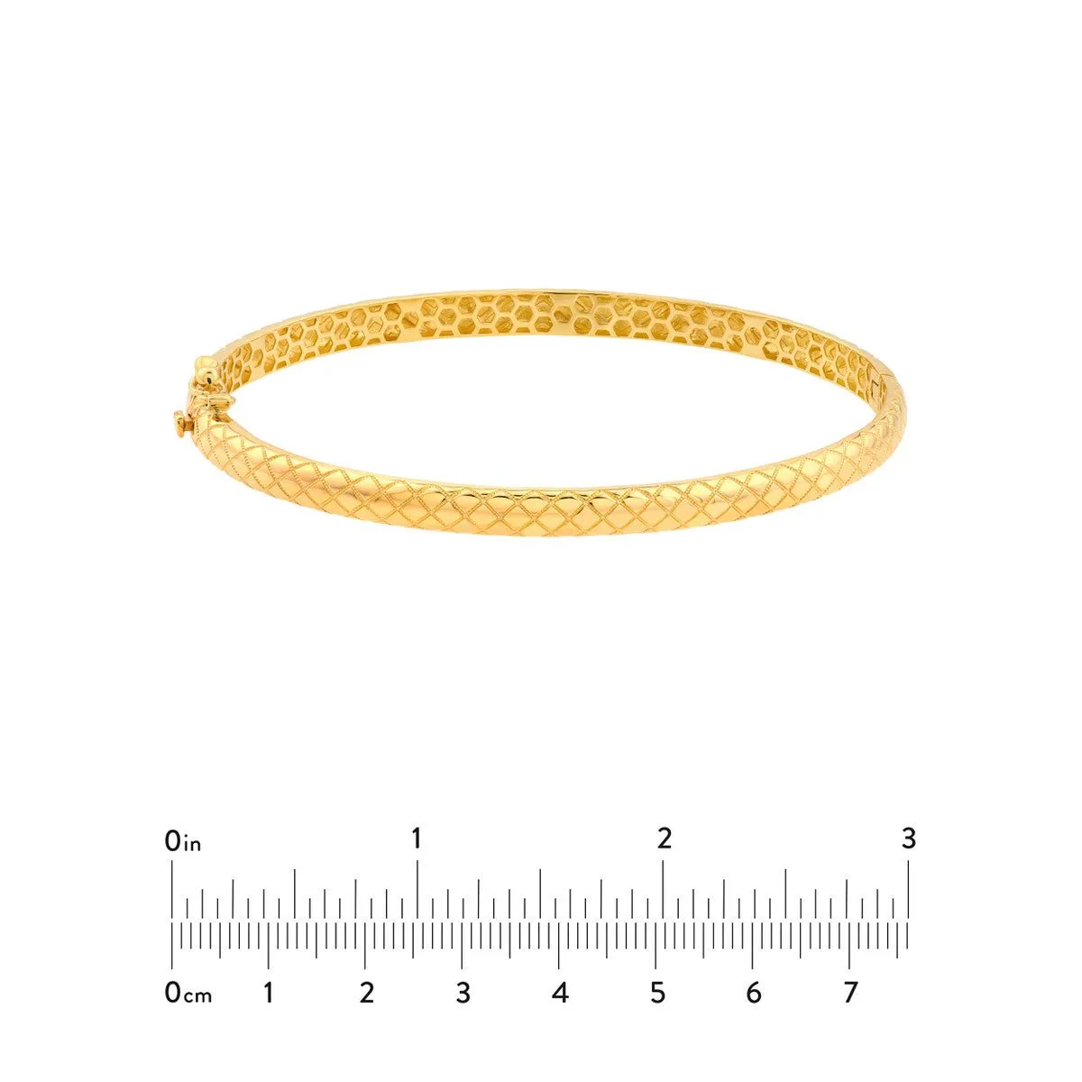 10K Yellow Gold Square Etched Bangle Double Sided