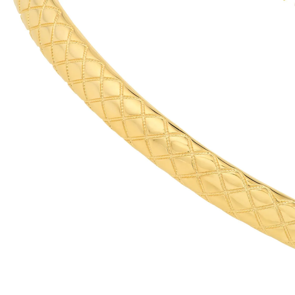 10K Yellow Gold Square Etched Bangle Double Sided