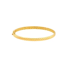 10K Yellow Gold Square Etched Bangle Double Sided