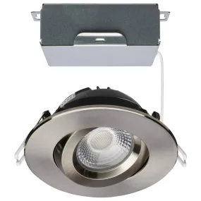 12 Watt LED Downlight; Gimbaled; 4 Inch; CCT Selectable; Brushed Nickel Finish; 850 Lumens