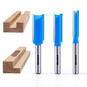 1/4 Straight Router bit Set, Newdeli Double Flute Straight Bit Set in Carbide Tipped, Woodwork Carbide Wood Milling Cutter Woodworking Tools