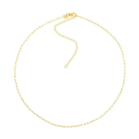 14K Gold 1.70mm Paperclip Choker Chain