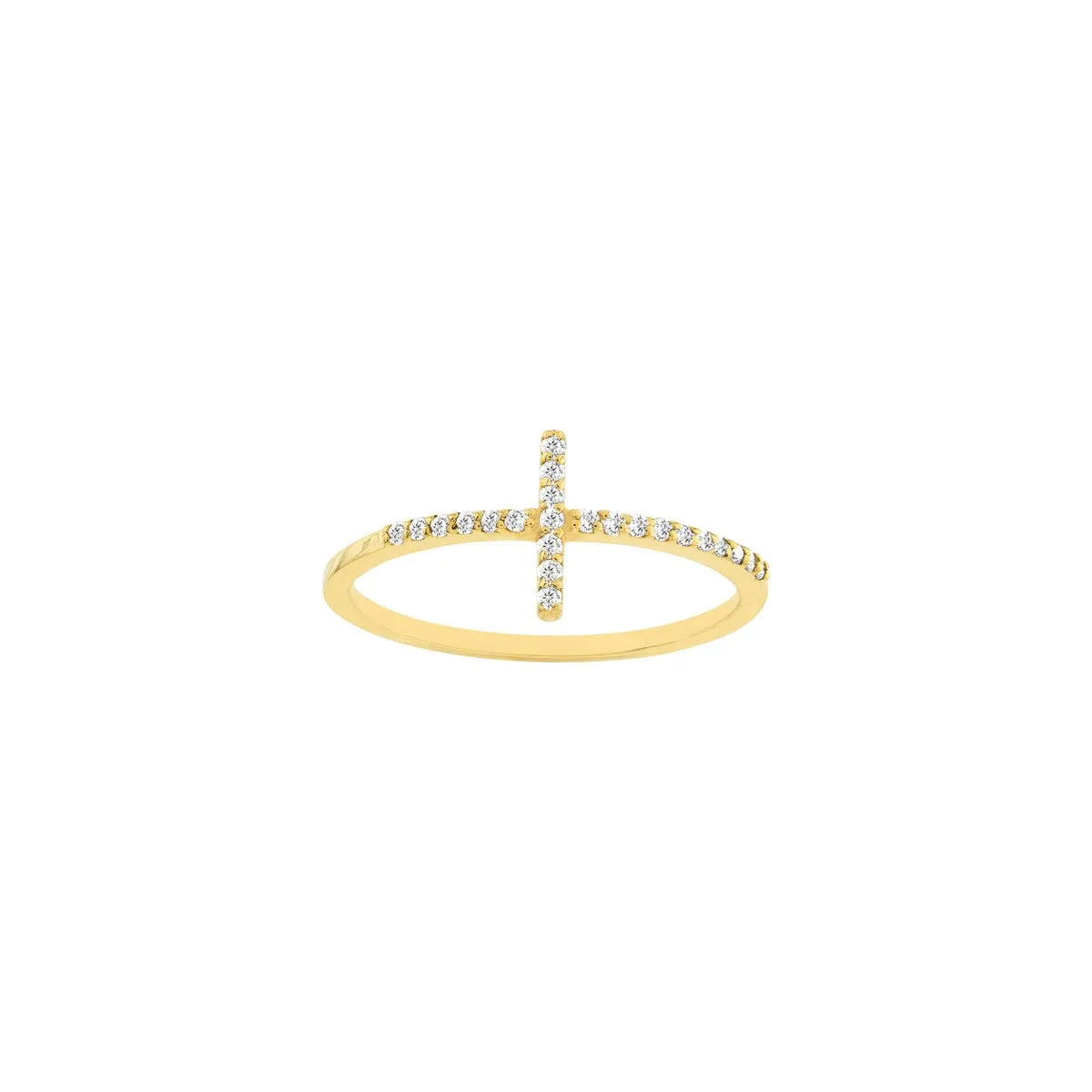 14K Gold Sideways Cross Ring with 0.17ct Diamond