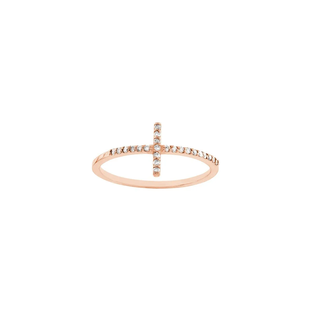 14K Gold Sideways Cross Ring with 0.17ct Diamond