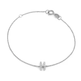 14K White Gold Diamond Initial "H" Bracelet