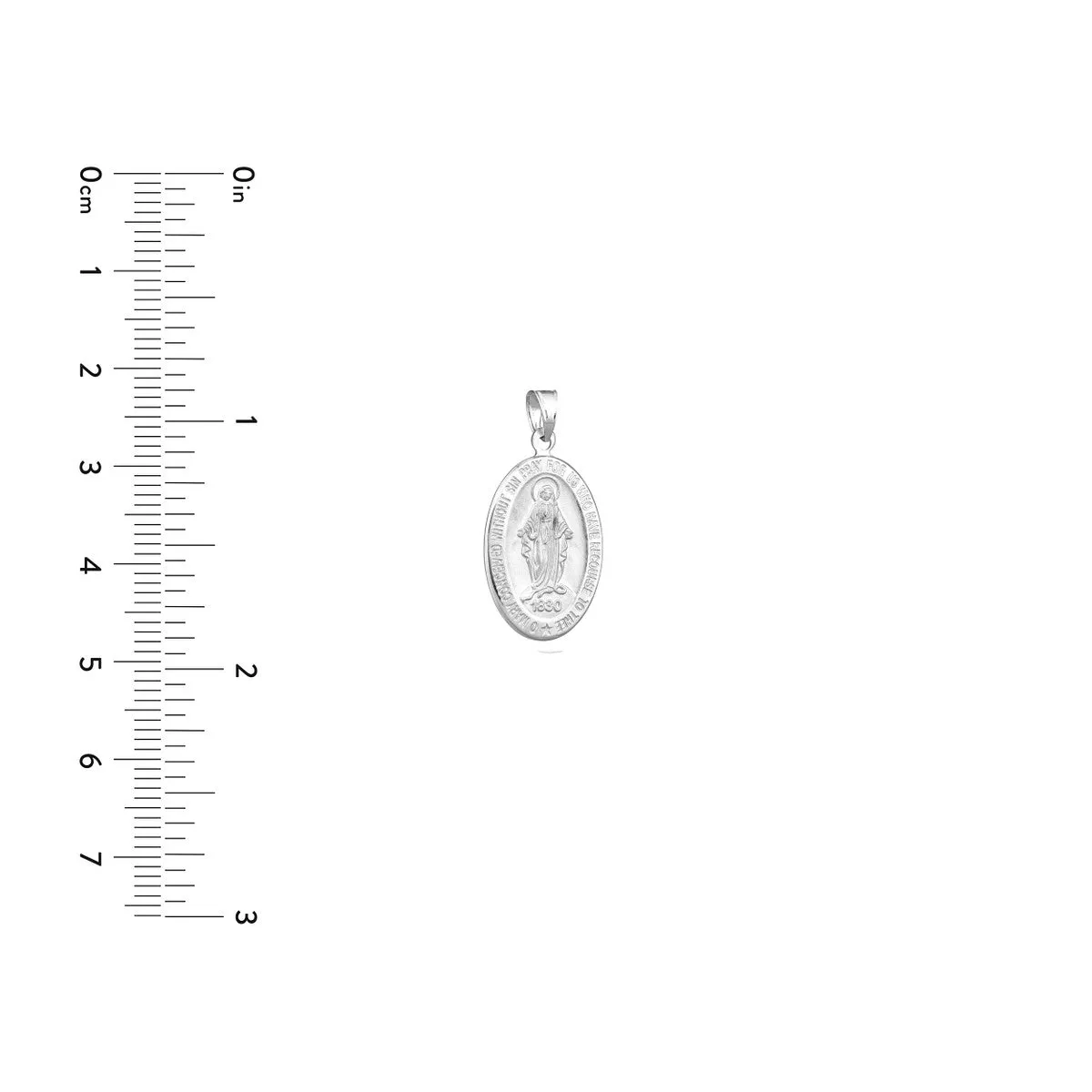 14K White Gold Large Oval Blessed Mary Medal