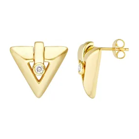 14K Yellow Diamond Arrow Dangle Earrings