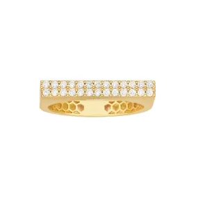 14K Yellow Gold 0.23ct Diamond Bar Ring