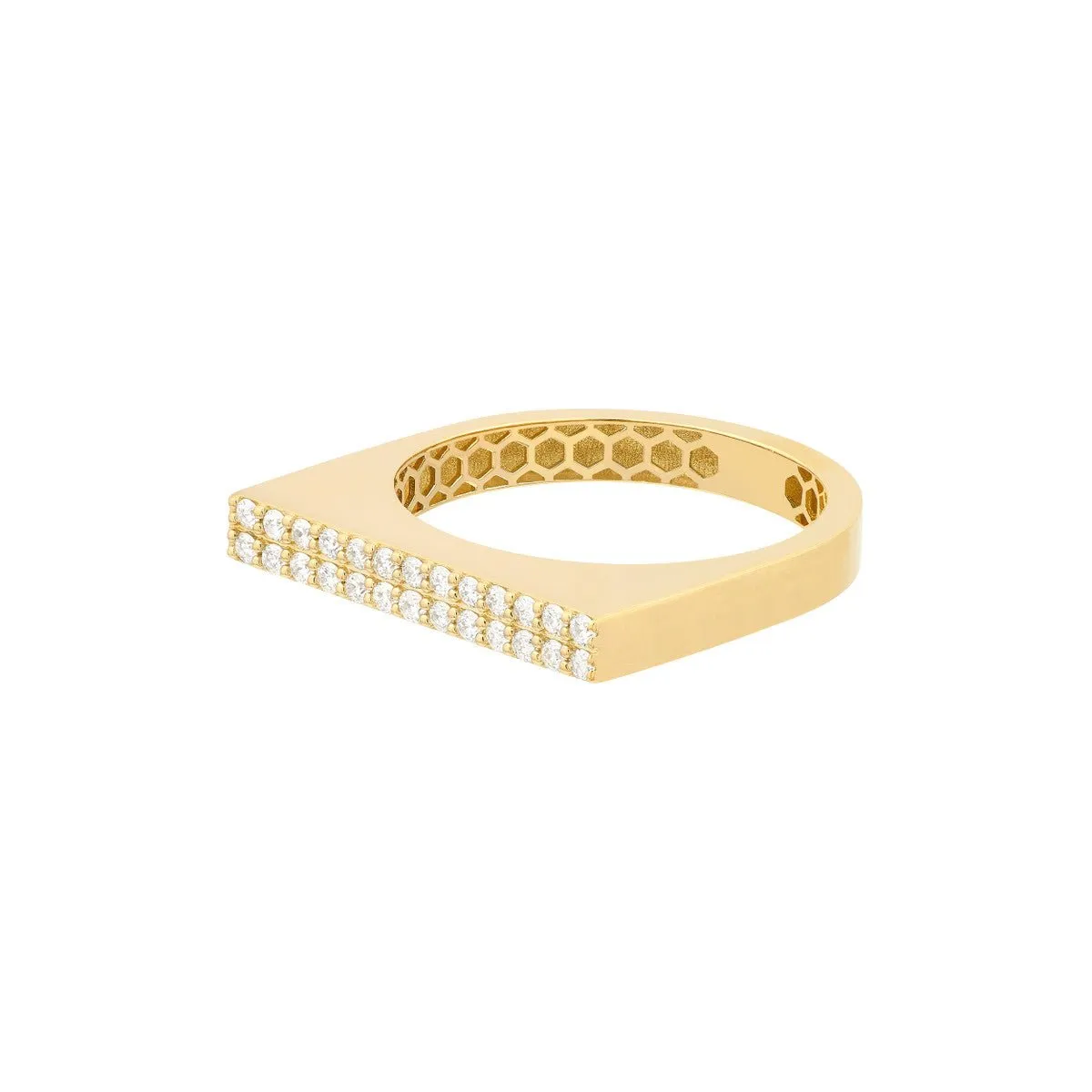 14K Yellow Gold 0.23ct Diamond Bar Ring