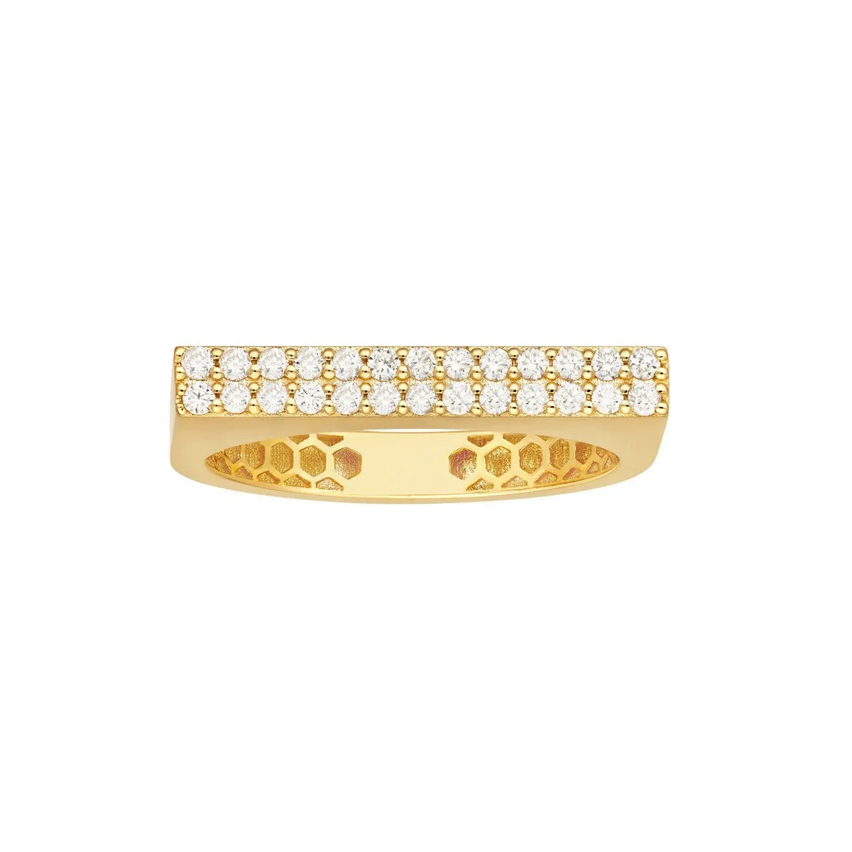 14K Yellow Gold 0.23ct Diamond Bar Ring