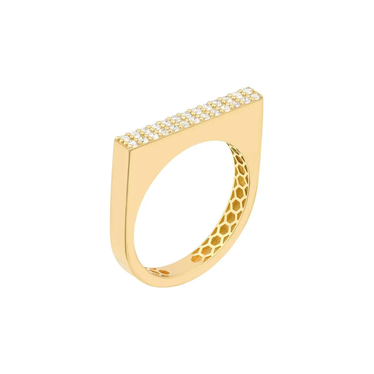 14K Yellow Gold 0.23ct Diamond Bar Ring