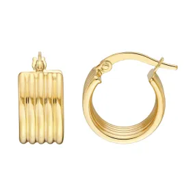 14K Yellow Gold 10.00mm Polished Line Wide Hoop Earrings