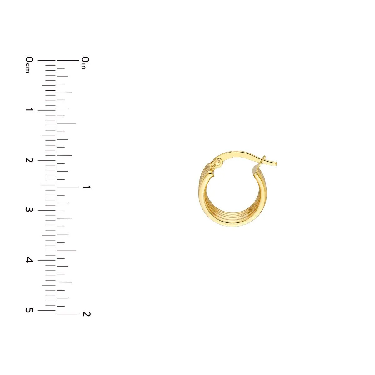 14K Yellow Gold 10.00mm Polished Line Wide Hoop Earrings