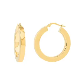 14K Yellow Gold 20.00mm Round Square Tube Hoop Earrings