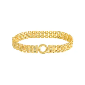 14K Yellow Gold 9.55mm Brick Pattern Bracelet