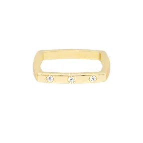 14K Yellow Gold Bold Gold Diamond Square Band Ring