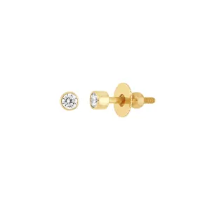 14K Yellow Gold Child's Bezel Set CZ Stud Earrings with Screw Back