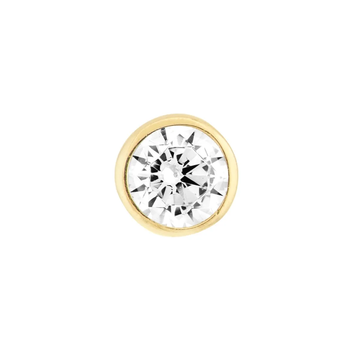 14K Yellow Gold Child's Bezel Set CZ Stud Earrings with Screw Back