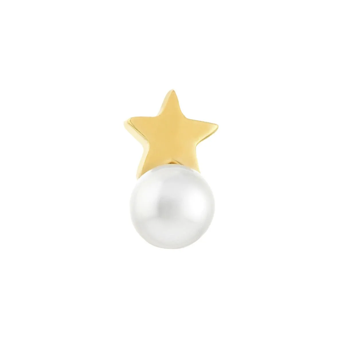 14K Yellow Gold Child's Star and Pearl Stud Earrings with Screw Back