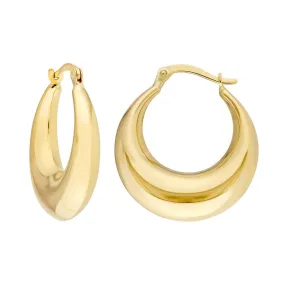 14K Yellow Gold Crescent Hoop Earrings