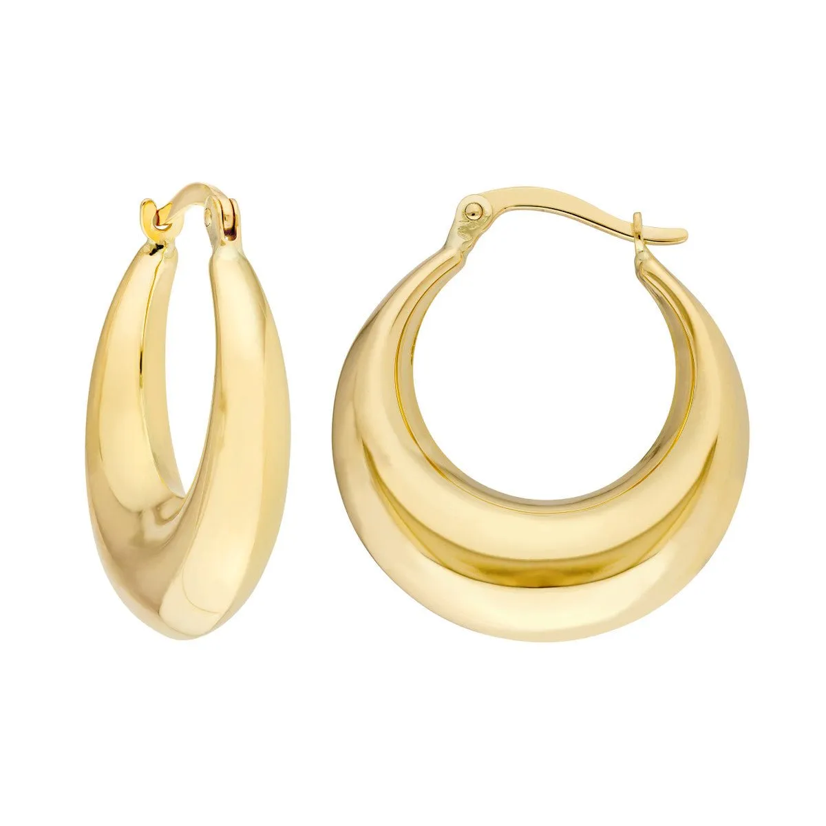 14K Yellow Gold Crescent Hoop Earrings