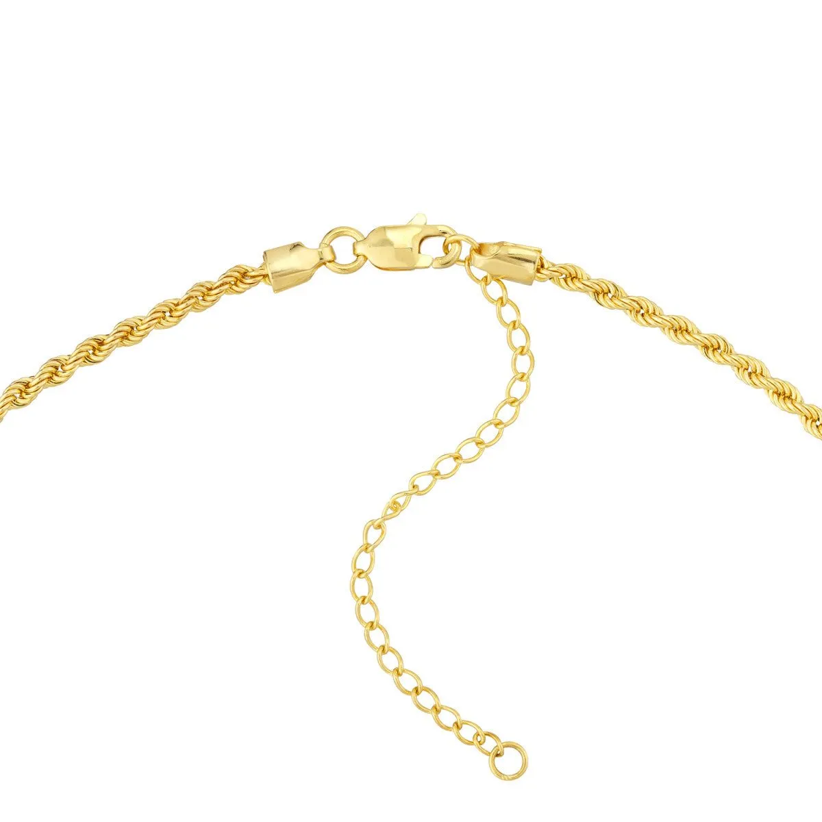 14K Yellow Gold Cross Drop Adjustable Necklace on Rope Chain