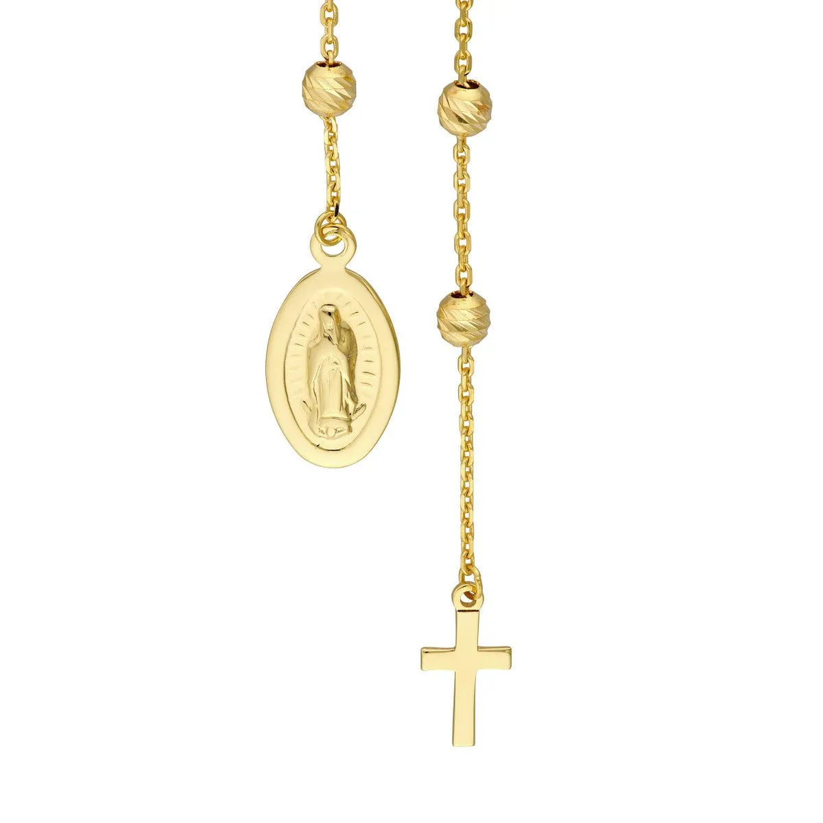 14K Yellow Gold Cross/Virgin Mary Drop Earrings