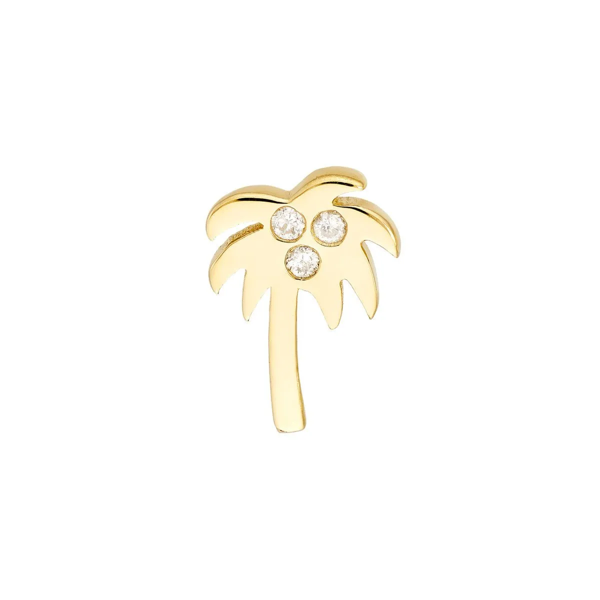 14K Yellow Gold Diamond Palm Tree Stud Earrings