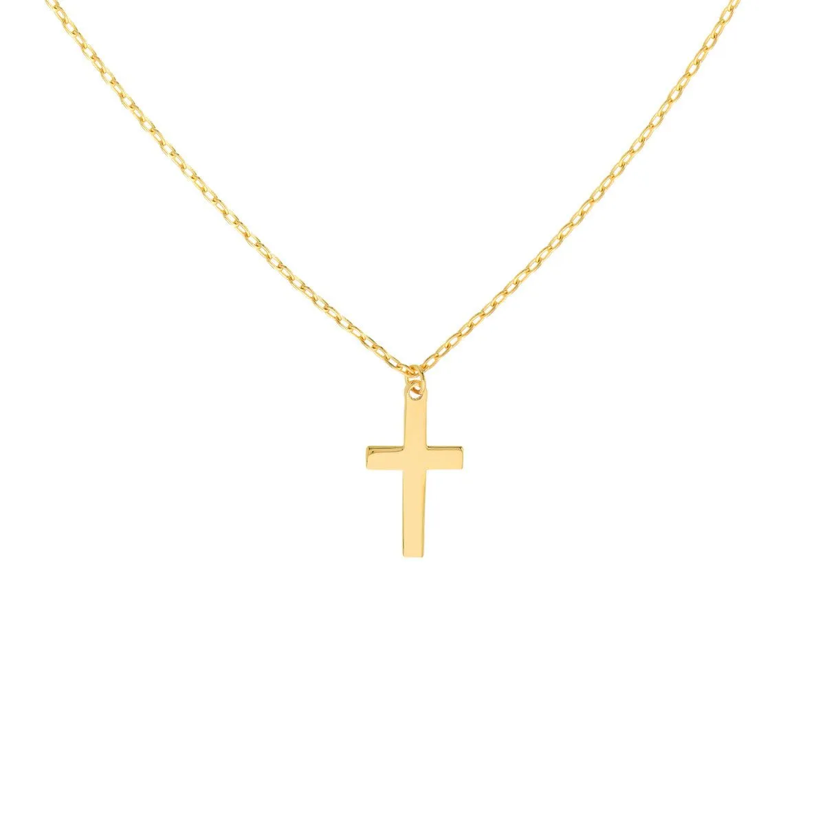 14K Yellow Gold Double Cross Adjustable Duet Necklace