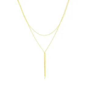 14K Yellow Gold Double Stranded Bead and Bar Choker Necklace