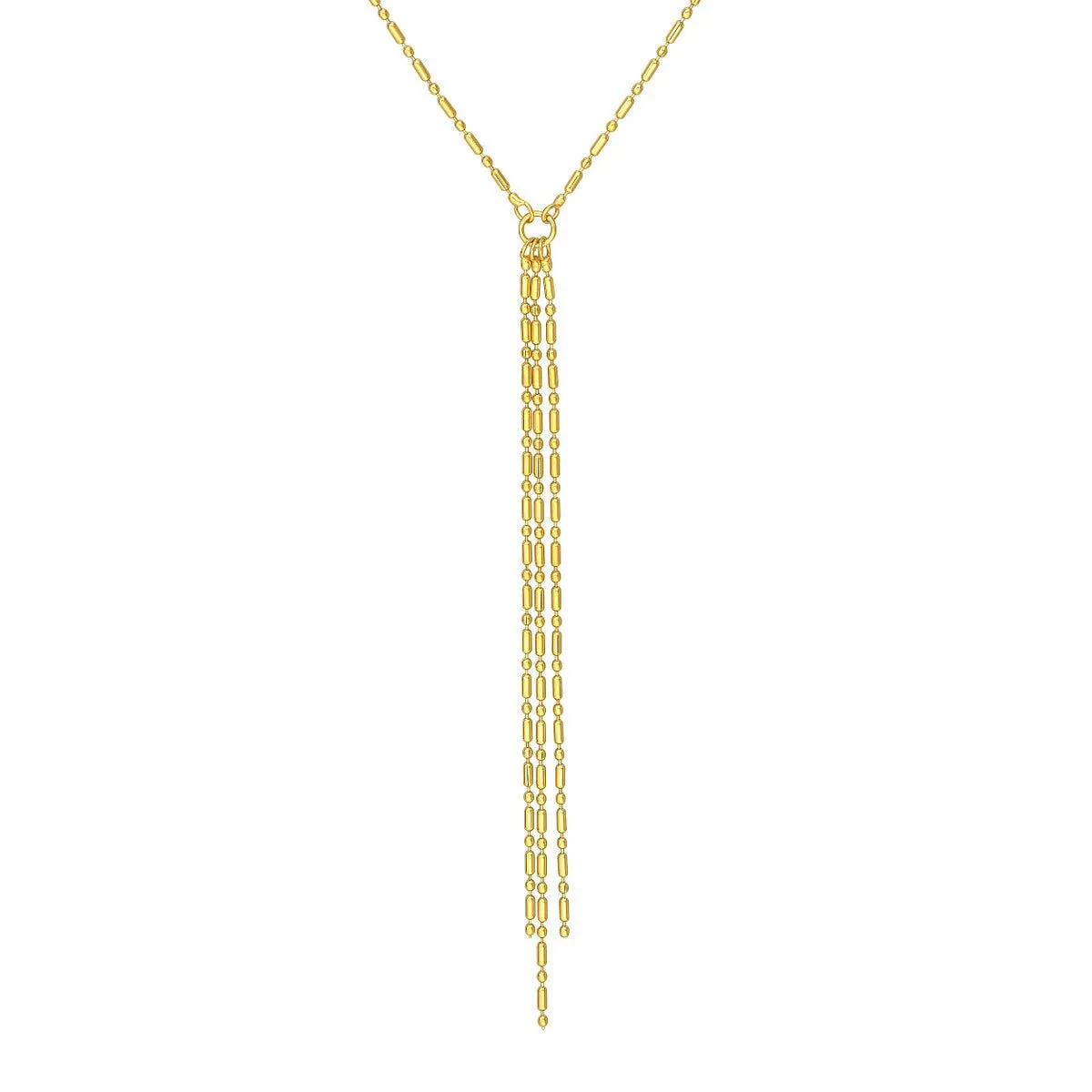 14K Yellow Gold Double Stranded Bead and Bar Choker Necklace