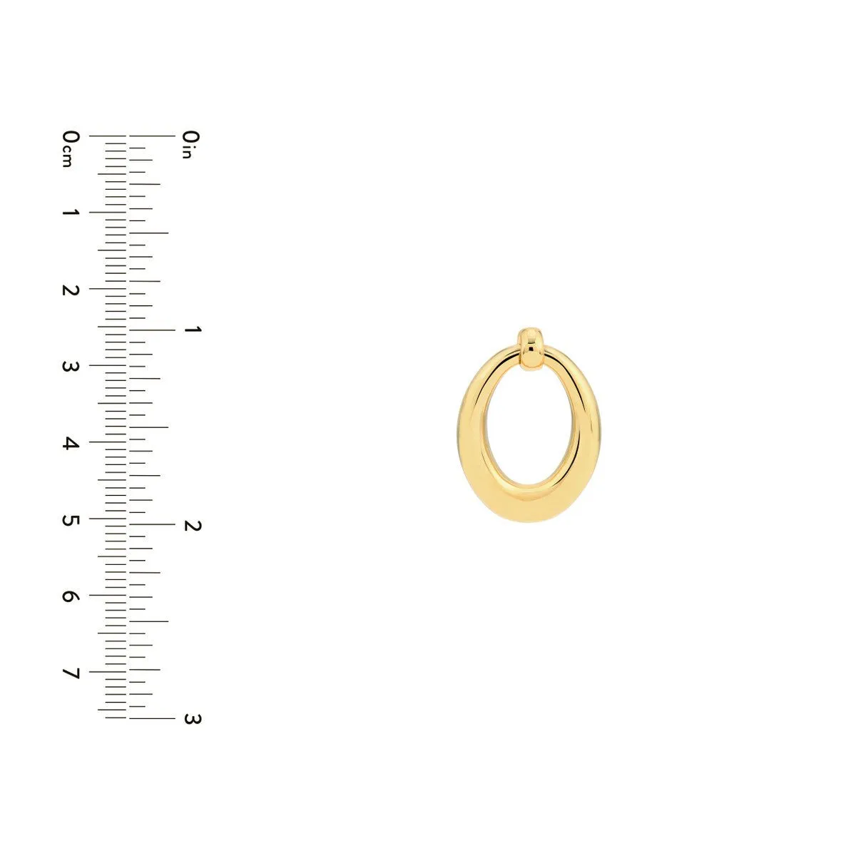 14K Yellow Gold Graduated Oval Hoop Stud Earrings