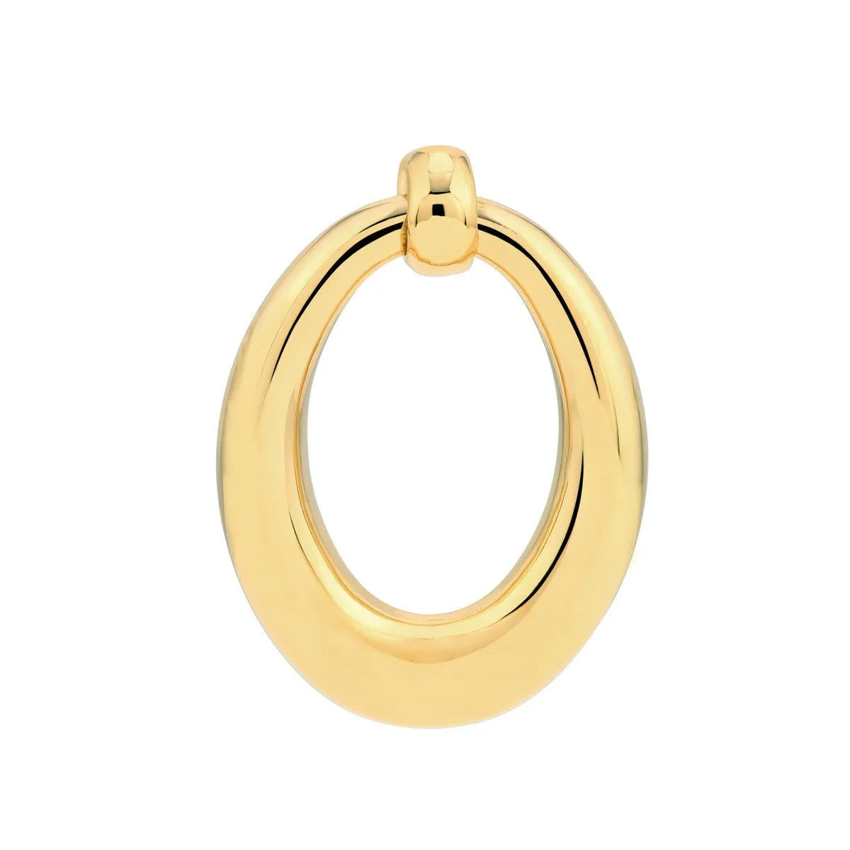 14K Yellow Gold Graduated Oval Hoop Stud Earrings