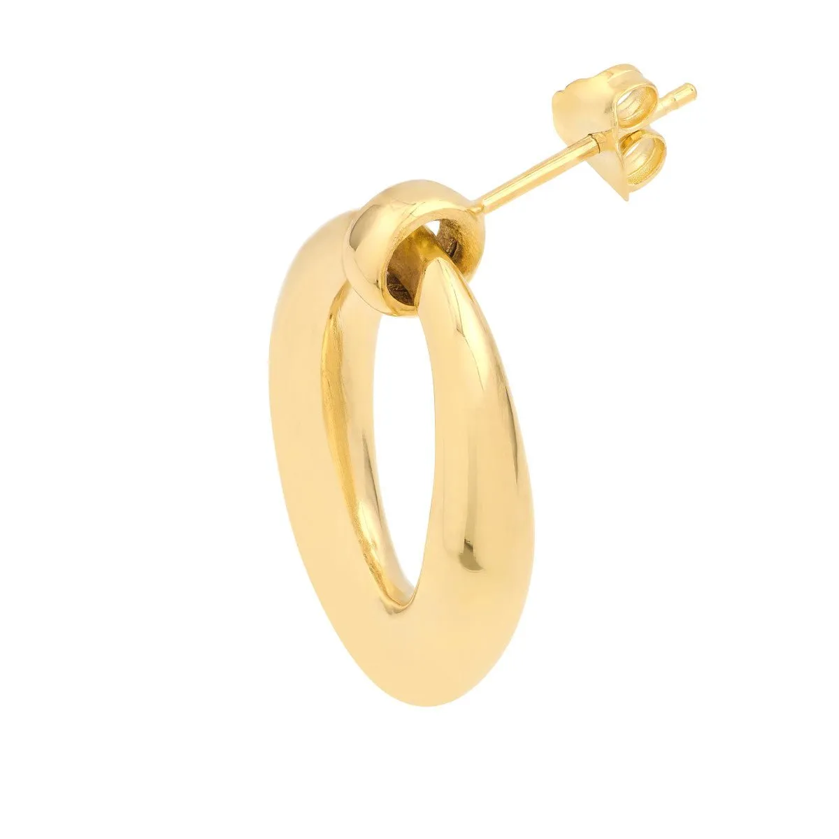 14K Yellow Gold Graduated Oval Hoop Stud Earrings