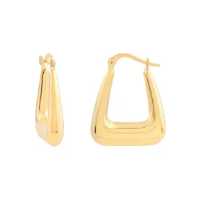 14K Yellow Gold Graduated Square Puff Hoop Earrings