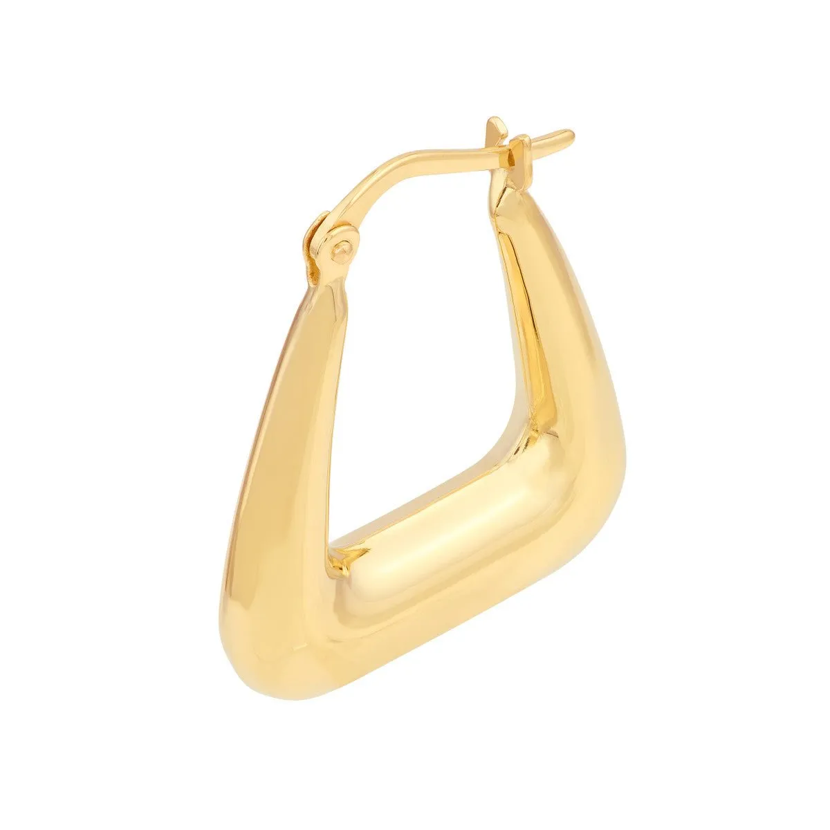 14K Yellow Gold Graduated Square Puff Hoop Earrings