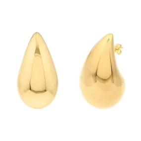 14K Yellow Gold Jumbo Puff Teardrop Dome Earrings