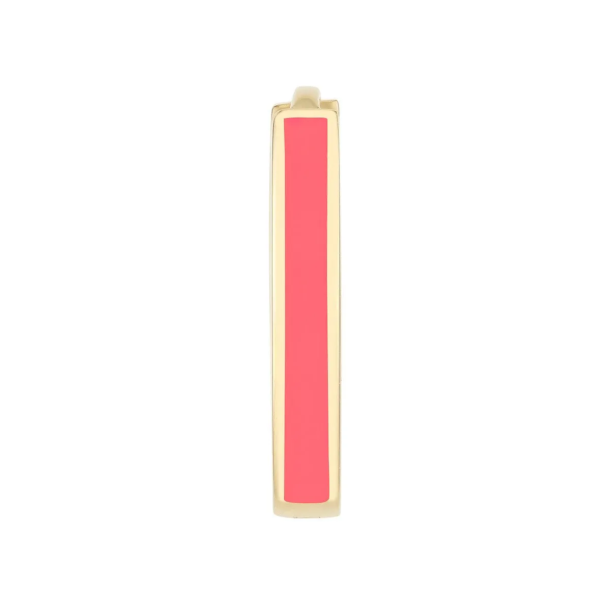 14K Yellow Gold Neon Pink Enamel Baby Hoop Earrings