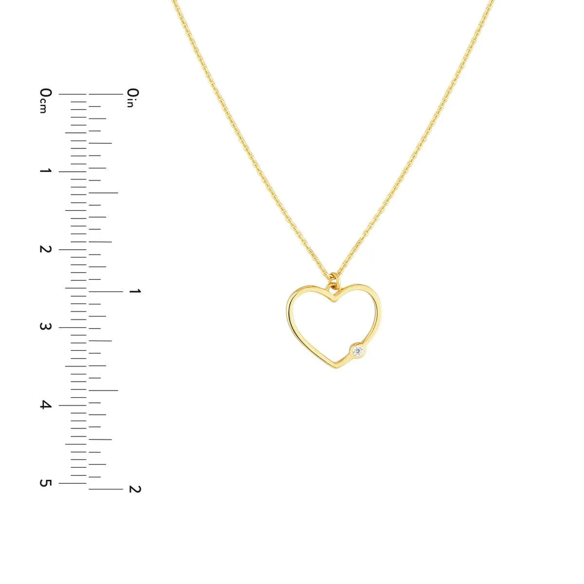 14K Yellow Gold Open Heart Diamond Bezel Necklace