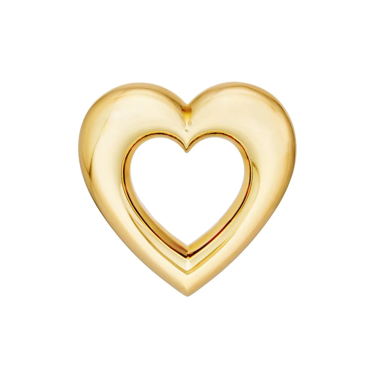 14K Yellow Gold Open Heart Stud Earrings