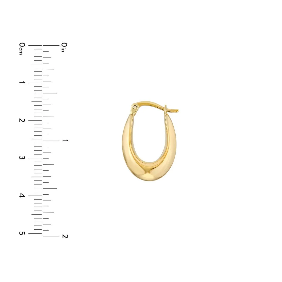 14K Yellow Gold Oval Teardrop Hoop Earrings