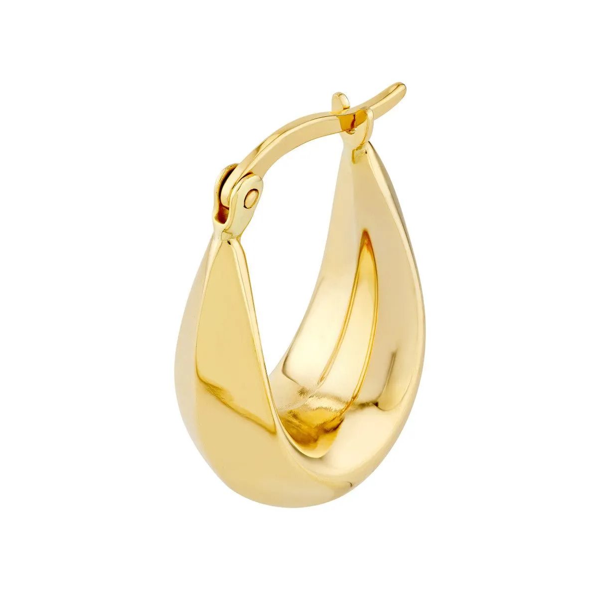 14K Yellow Gold Oval Teardrop Hoop Earrings