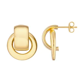 14K Yellow Gold Polished Door Knocker Hoop Earrings