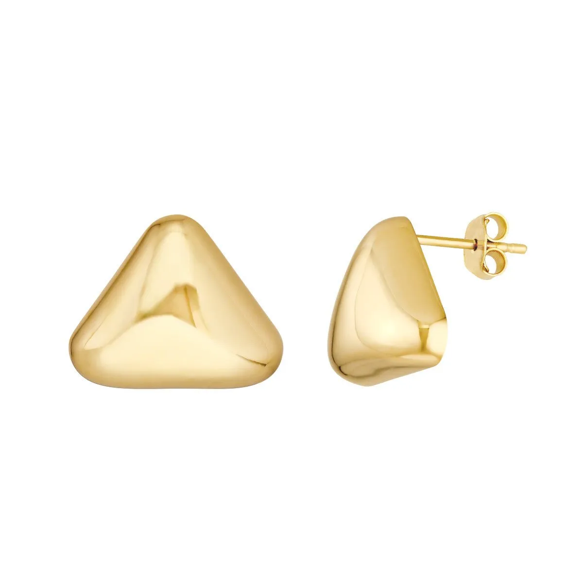 14K Yellow Gold Polished Triangular Stud Earrings