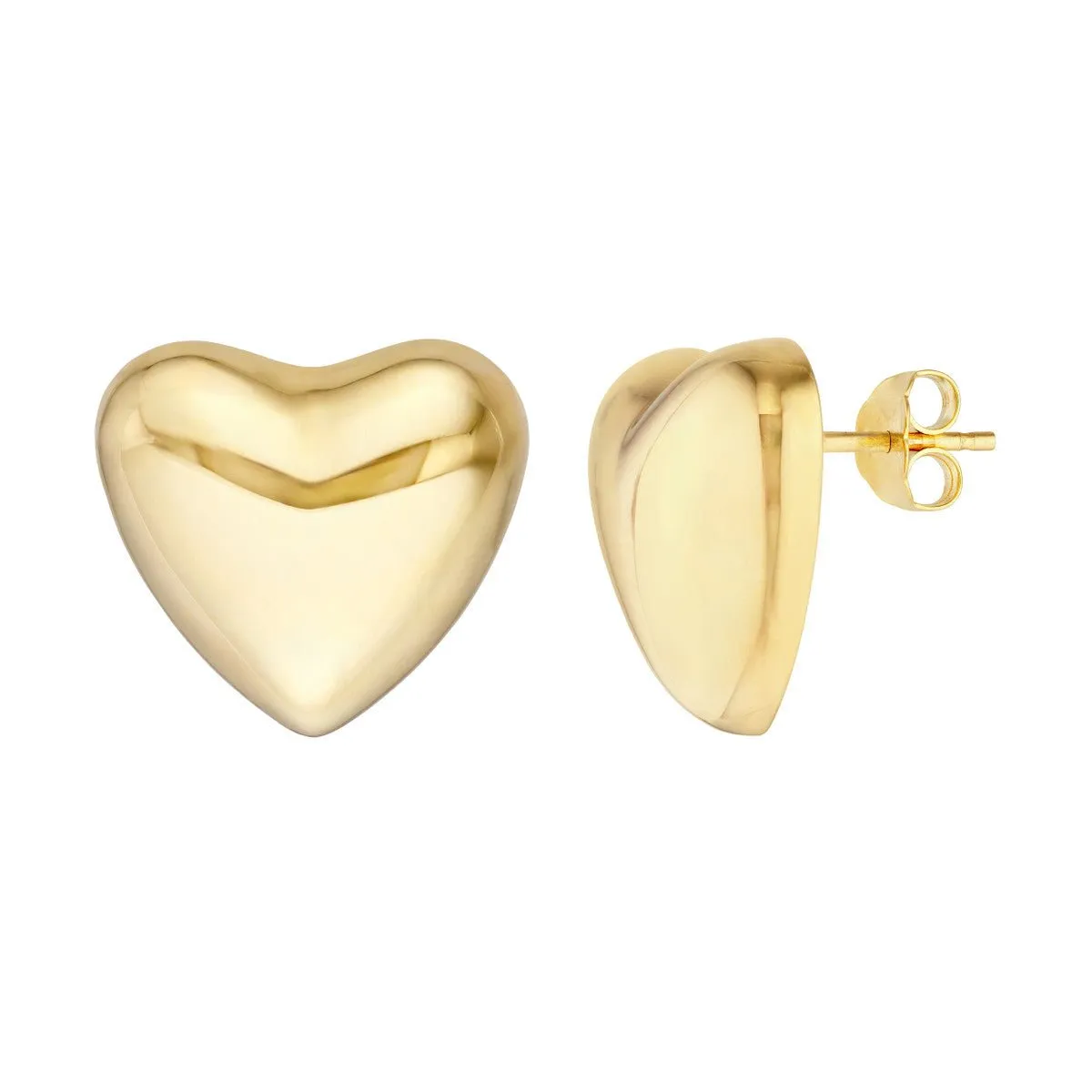 14K Yellow Gold Puff Heart Polished Earrings