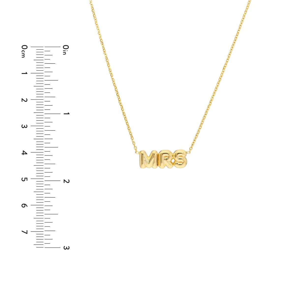 14K Yellow Gold Puff Mrs Adjustable Necklace with Pear Shape Lock