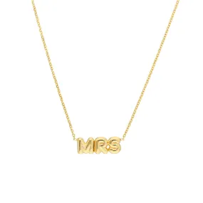 14K Yellow Gold Puff Mrs Adjustable Necklace with Pear Shape Lock