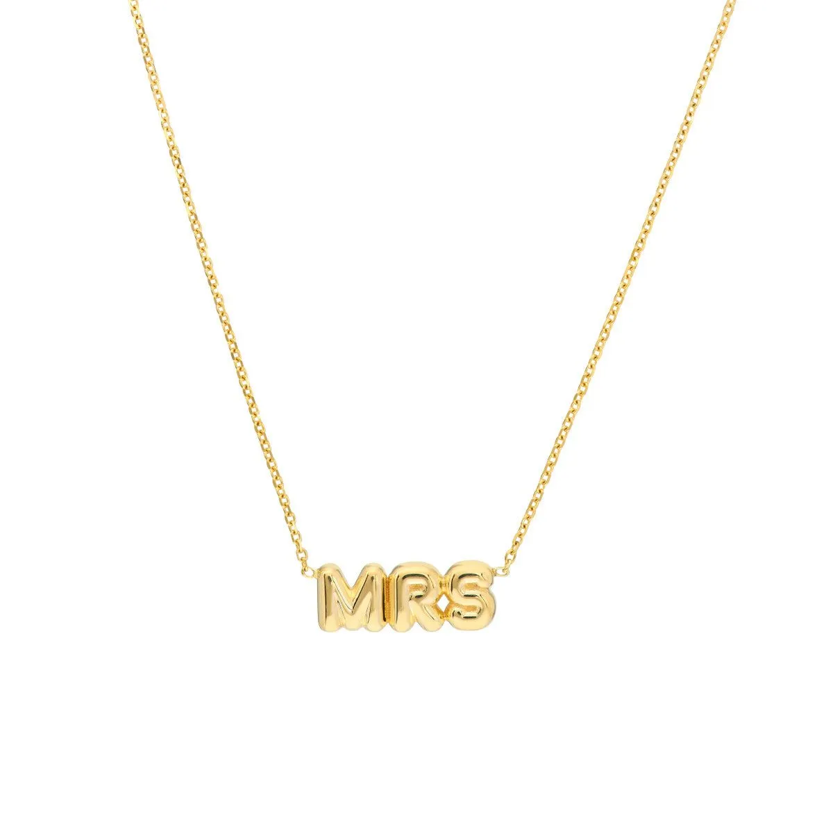 14K Yellow Gold Puff Mrs Adjustable Necklace with Pear Shape Lock