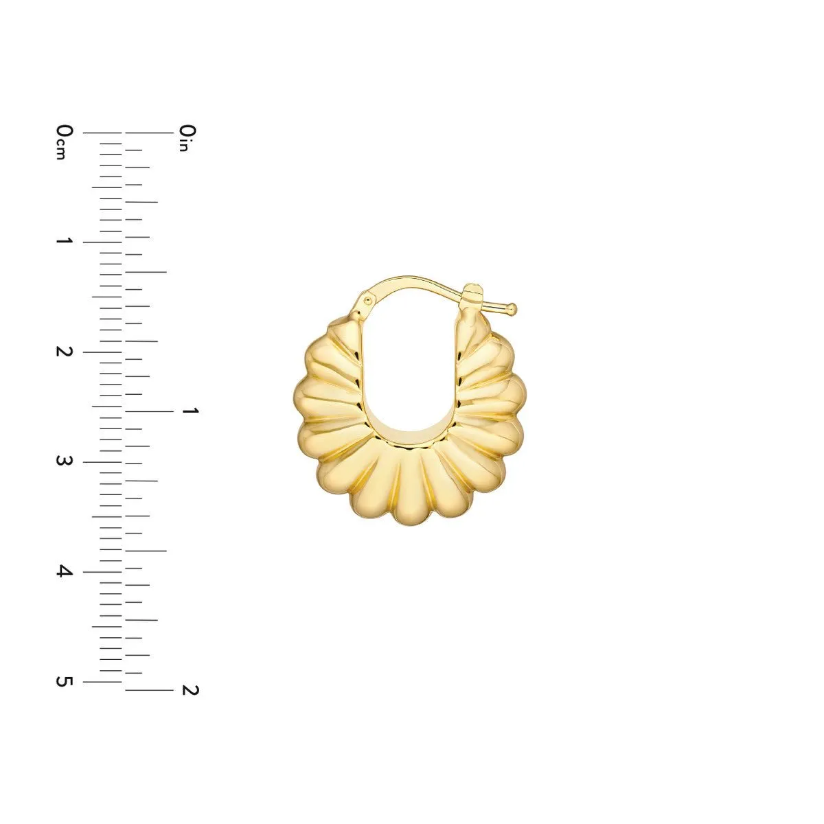 14K Yellow Gold Puff Shrimp Hoop Earrings